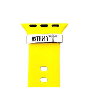 Asthma Medical Alert Watch Charm, Hand Stamped Tags for Smartwatch, Made of Lightweight Aluminum, Charm Only - Band Not Included