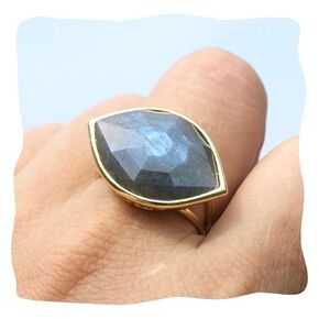 Labradorite ring, grey moonstone rings for women Labradorite jewelry, Eye shape Handmade Statement Rings Bohemian Birthstone Ring (labradorite)