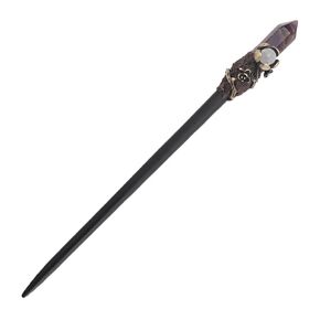 Ebony Wood Hair Stick Chopstick Flower Amethyst Point Hair Pin Gift for Her
