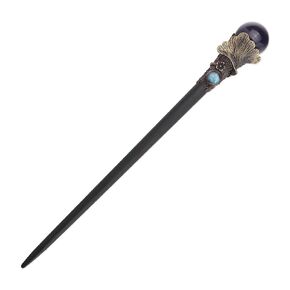 Ebony Wood Ginkgo Leaf Hair stick Chinese Chopstick Hairpin Crystal Amethyst Labradorite Handcraft Gift for Her