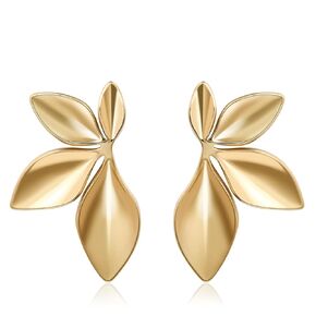 Gold Leaf Stud Earrings Medium Leaf Drop Dangle Earrings for Women Hypoallergenic Plant Earrings for Vacation Leaf Jewelry for Gift