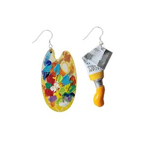 Artist Earrings,Made of real paint Tube,Unique Paint Palette Dangle Earrings for Women Girls Artist Gift,Painter Teacher Art Gifts (Blue paints + palette)