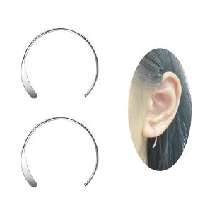 Pull Through Earrings C-Shaped Hoop Earrings Sterling Silver Earrings for Women Minimalist Earrings Hypoallergenic Threader Earrings Silver Dangle Earrings for Women Trendy