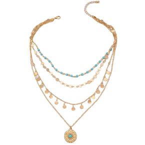 Gold Layered Necklaces for Women Western Jewelry for Women Boho Long Y Shape Necklaces Turquoise Pendant Necklace Country Concert Outfits for Women