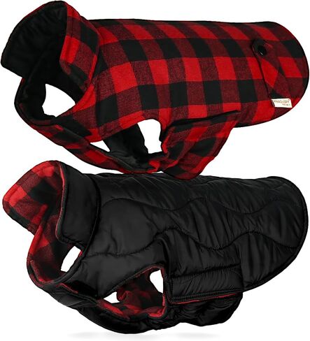 VIVAGLORY SoftJoy Dog Winter Coat Dog Coat British Style Plaid Jacket Dog Vest Apparel & Accessories for Cold Weather Winter Snow Outdoor Reversible Warm Cozy Heavy Duty XXS Green in Saudi Arabia