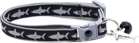 Great White Shark Cat Collar - Safety - Breakaway - Charm and Bell - Pugs2Persians (Large(10lbs & up), Red) in Saudi Arabia