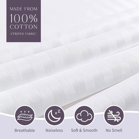 FAUNNA Zippered Pillow Protectors Cover Soft Comfortable Sateen 100% Long Staple Cotton Quiet and Breathable Bed Pillowcase Standard Size 4 Pack,20x26 in Saudi Arabia