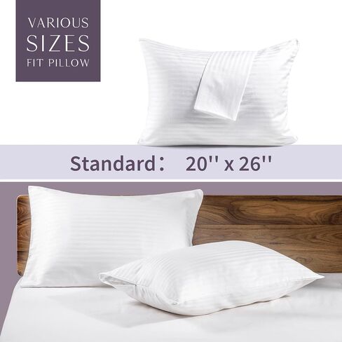 FAUNNA Zippered Pillow Protectors Cover Soft Comfortable Sateen 100% Long Staple Cotton Quiet and Breathable Bed Pillowcase Standard Size 4 Pack,20x26 in Saudi Arabia