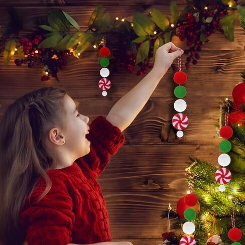 1 Pack Christmas Swinging Hanging Ornament Christmas Plastic Candy Pendant Car Decorations Interior Rearview Mirror Christmas Pomp0m Balls Car Accessories Xmas Tree Decro Gift (Christmas Color) in Saudi Arabia