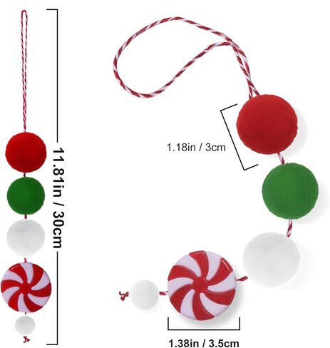 1 Pack Christmas Swinging Hanging Ornament Christmas Plastic Candy Pendant Car Decorations Interior Rearview Mirror Christmas Pomp0m Balls Car Accessories Xmas Tree Decro Gift (Christmas Color) in Saudi Arabia