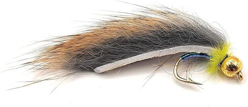 Set of 6 fishing flies, Micro Streamer, Pine Squirrel Leech, Barbed Hook Size 16, many colors available (Olive) in Saudi Arabia