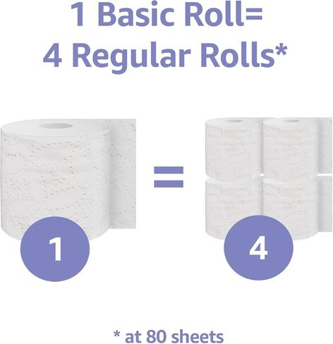 Amazon Basics 2-Ply Toilet Paper 6 Rolls = 24 Regular Rolls, 350 Sheets, (1 Pack of 6), Unscented in Saudi Arabia