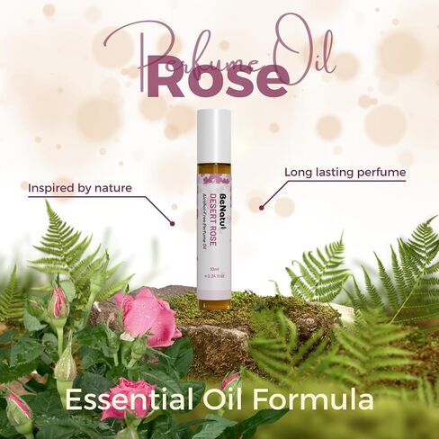 Rose Perfume Oil Roll On for Women and Men, Alcohol Free Eau de Parfum,Travel Size Essential Oil Body Fragrance, Concentrated Woody Floral Scent, 10 ml in Saudi Arabia
