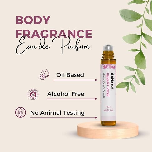 Rose Perfume Oil Roll On for Women and Men, Alcohol Free Eau de Parfum,Travel Size Essential Oil Body Fragrance, Concentrated Woody Floral Scent, 10 ml in Saudi Arabia