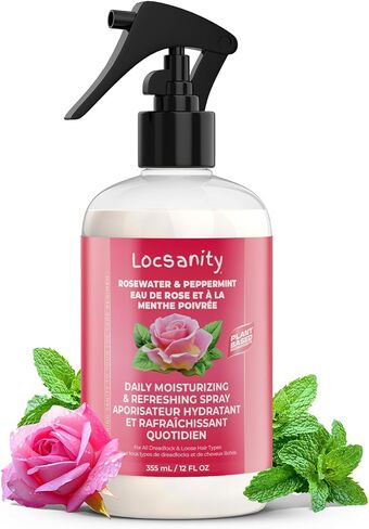 Locsanity Daily Moisturizing Refreshing Spray - Rose Water and Peppermint Hair Scalp Moisturizer for Locs and Dreadlocks (12oz) in Saudi Arabia