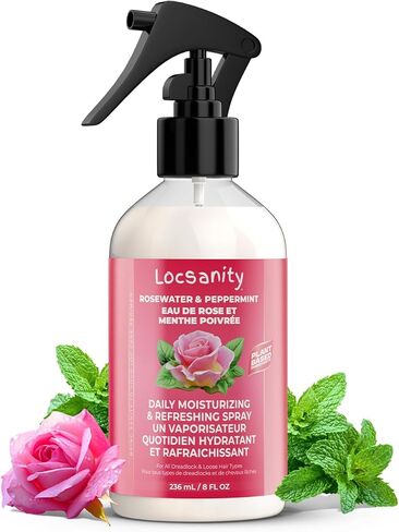 Locsanity Daily Moisturizing Refreshing Spray - Rose Water and Peppermint Hair Scalp Moisturizer for Locs and Dreadlocks (12oz) in Saudi Arabia