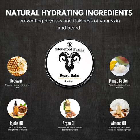 Beard Balm - Unscented - Beard Wax with Natural Oils & Butters - Leave in Conditioner and Beard Straightener for Men - Softens & Nourishes Beard and Mustache, Reduces Frizz, Shapes Beard - Made in USA in Saudi Arabia