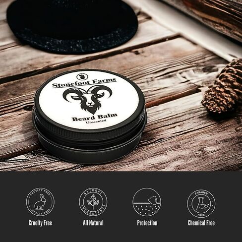 Beard Balm - Unscented - Beard Wax with Natural Oils & Butters - Leave in Conditioner and Beard Straightener for Men - Softens & Nourishes Beard and Mustache, Reduces Frizz, Shapes Beard - Made in USA in Saudi Arabia