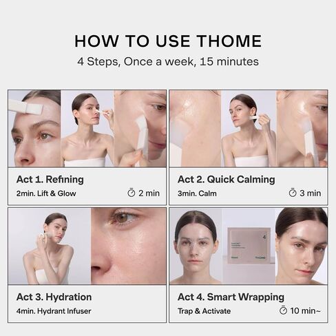 THOME Program Action Mask Kit | 4-Step Facial Kit at Home for Skin Care Routine | Hydrating, Nourishing & Exfoliating with AHA, BHA, PHA & LHA | Korean Skin Care (6 Sheets) in Saudi Arabia