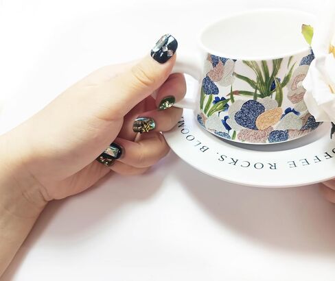 Handmade Reusable Press on Nails Mysterious Stone, Unique Lucky Retro Dark Green Brown Short Round Square Fake Nails with Bronze Rabbit Gold Foil Rhinestone in 10pcs Customized Size (Medium) in Saudi Arabia