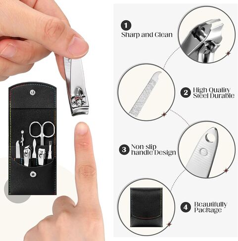 Geosar 50 Set Travel Manicure Kit Nail Clippers Pedicure Professional Nail Care Tools Stainless Steel Grooming Nail Set with Portable Travel Case Gifts for Family(Black) in Kuwait