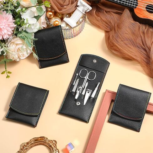 Geosar 50 Set Travel Manicure Kit Nail Clippers Pedicure Professional Nail Care Tools Stainless Steel Grooming Nail Set with Portable Travel Case Gifts for Family(Black) in Kuwait
