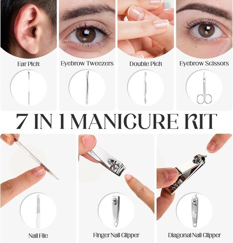 Geosar 50 Set Travel Manicure Kit Nail Clippers Pedicure Professional Nail Care Tools Stainless Steel Grooming Nail Set with Portable Travel Case Gifts for Family(Black) in Kuwait