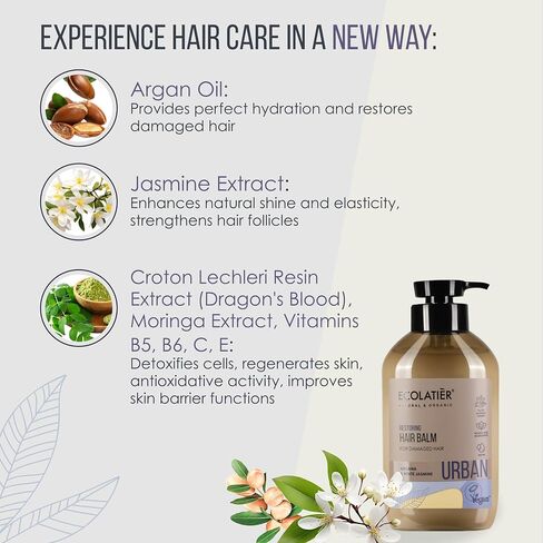 Natural Balm Restoring for Damaged Hair - Argan Oil Hair Conditioner, Deep Conditioner for Dry Damaged Hair, Vegan, Sulfate-Free, Hydrating Hair Balm, 97.5% Natural in Saudi Arabia
