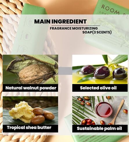 Fragrance Bar Soap, Big Brick of Bath Soap Bars(3 bars each 7oz)，Large soap Moisturizing clean, ROOMPLUS-Jasmine Scent, Walnut powder exfoliates,Natural Soap,Body Bar Soap,Gift Soap Set in Saudi Arabia