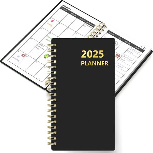 HAUTOCO 2025 Pocket Calendar Planner Weekly & Monthly Planner Spiral Bound for Purse 4'' x 6.8'', 12 Month (January 2025 - December 2025), 2025 Daily Agenda Book Pocket Size Planner, PP Cover, Green in Saudi Arabia
