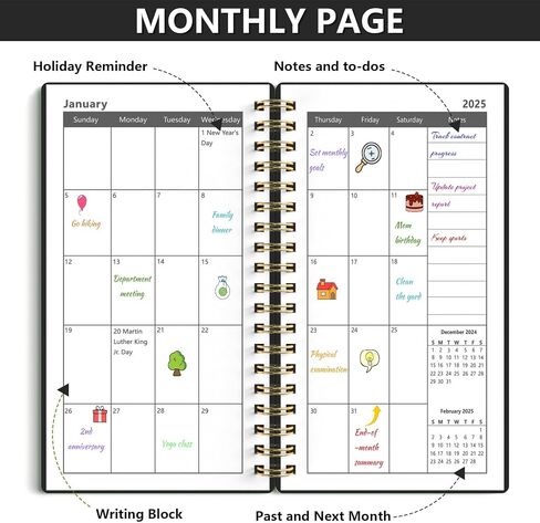 HAUTOCO 2025 Pocket Calendar Planner Weekly & Monthly Planner Spiral Bound for Purse 4'' x 6.8'', 12 Month (January 2025 - December 2025), 2025 Daily Agenda Book Pocket Size Planner, PP Cover, Green in Saudi Arabia