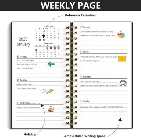 HAUTOCO 2025 Pocket Calendar Planner Weekly & Monthly Planner Spiral Bound for Purse 4'' x 6.8'', 12 Month (January 2025 - December 2025), 2025 Daily Agenda Book Pocket Size Planner, PP Cover, Green in Saudi Arabia
