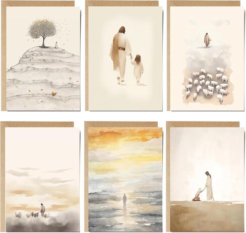 Christian Greeting Cards Set of 6 with Envelopes | Scripture Keepsake Cards, Frameable Bible Verse Art Prints, Inspirational Faith-Based Gifts for Women & Men (5"x7" Faithful Best-Seller Set) in Saudi Arabia