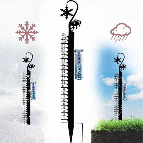 JMBay Snow Gauge Outdoor, 24 Inch Snowfall Measuring Gauge, Winter Snowflake Metal Ruler, Handmade Metal Snow Measuring Stick Snow Gauges for Yard, Christmas Rain Gauge Outdoor Decoration Gift in Saudi Arabia