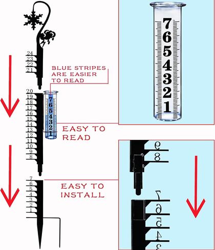 JMBay Snow Gauge Outdoor, 24 Inch Snowfall Measuring Gauge, Winter Snowflake Metal Ruler, Handmade Metal Snow Measuring Stick Snow Gauges for Yard, Christmas Rain Gauge Outdoor Decoration Gift in Saudi Arabia