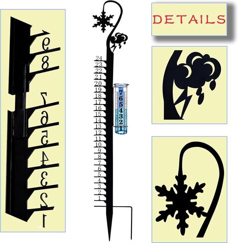 JMBay Snow Gauge Outdoor, 24 Inch Snowfall Measuring Gauge, Winter Snowflake Metal Ruler, Handmade Metal Snow Measuring Stick Snow Gauges for Yard, Christmas Rain Gauge Outdoor Decoration Gift in Saudi Arabia