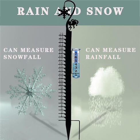 JMBay Snow Gauge Outdoor, 24 Inch Snowfall Measuring Gauge, Winter Snowflake Metal Ruler, Handmade Metal Snow Measuring Stick Snow Gauges for Yard, Christmas Rain Gauge Outdoor Decoration Gift in Saudi Arabia