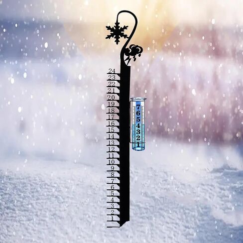 JMBay Snow Gauge Outdoor, 24 Inch Snowfall Measuring Gauge, Winter Snowflake Metal Ruler, Handmade Metal Snow Measuring Stick Snow Gauges for Yard, Christmas Rain Gauge Outdoor Decoration Gift in Saudi Arabia