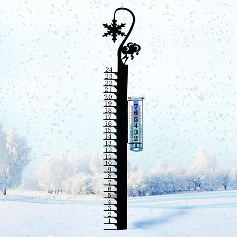JMBay Snow Gauge Outdoor, 24 Inch Snowfall Measuring Gauge, Winter Snowflake Metal Ruler, Handmade Metal Snow Measuring Stick Snow Gauges for Yard, Christmas Rain Gauge Outdoor Decoration Gift in Saudi Arabia