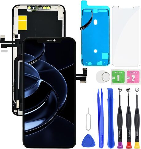 for iPhone Xs LCD Display FHD Screen Replacement 3D Touch Digitizer Frame Full Assembly with Repair Tools Kit for 5.8 inch A2097, A1920, A2100, A2098+Waterproof Adhesive+Screen Protector in Kuwait