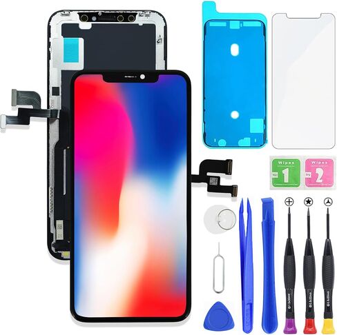 for iPhone Xs LCD Display FHD Screen Replacement 3D Touch Digitizer Frame Full Assembly with Repair Tools Kit for 5.8 inch A2097, A1920, A2100, A2098+Waterproof Adhesive+Screen Protector in Kuwait