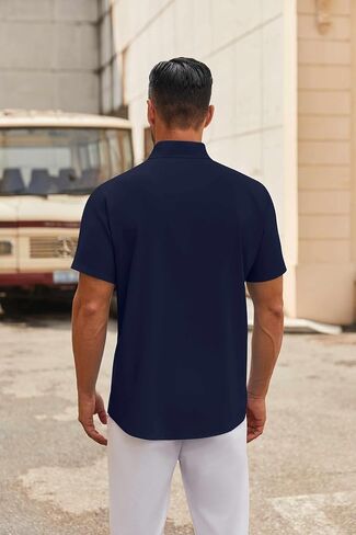 COOFANDY Mens Short Sleeve Button Down Shirts Casual Dress Shirt Untucked Shirts with Pocket in Saudi Arabia