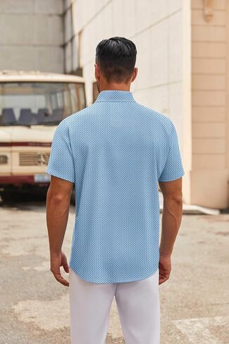 COOFANDY Mens Short Sleeve Button Down Shirts Casual Dress Shirt Untucked Shirts with Pocket in Saudi Arabia