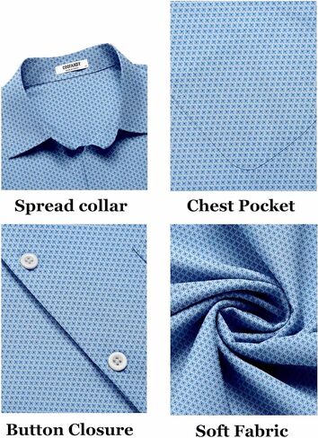 COOFANDY Mens Short Sleeve Button Down Shirts Casual Dress Shirt Untucked Shirts with Pocket in Saudi Arabia