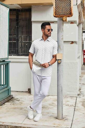 COOFANDY Mens Short Sleeve Button Down Shirts Casual Dress Shirt Untucked Shirts with Pocket in Saudi Arabia
