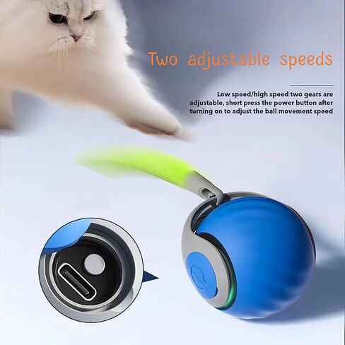 Power Ball 2.0 Cat Toy, Interactive Cat Smart Ball Toy 2.0, Automatic Power Rolling Ball, Automatic Moving Rolling Ball for Indoor Cats, Smart Pet Toy Ball with USB Charging (Pink & Blue) in Saudi Arabia