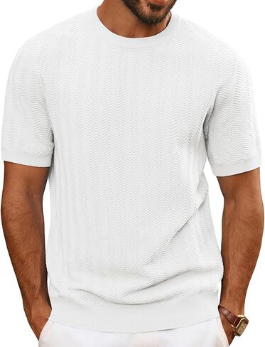 PJ PAUL JONES Men's T-Shirts Crewneck Short Sleeve Tee Textured Knit Pullover Tops in Saudi Arabia
