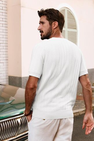 PJ PAUL JONES Men's T-Shirts Crewneck Short Sleeve Tee Textured Knit Pullover Tops in Saudi Arabia