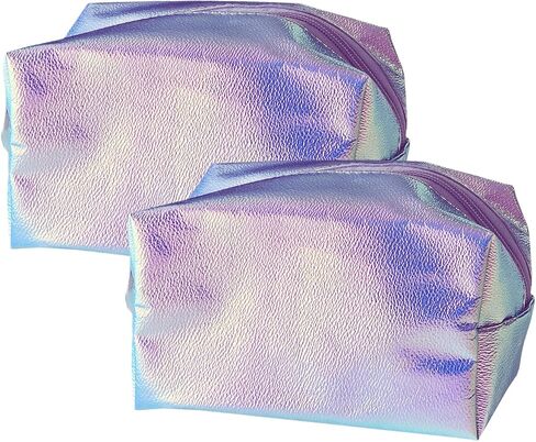 Cosmetic Bag, PU Material Cosmetic Bag, Colorful Portable Cosmetic Bag, Waterproof Cosmetic Bag Stationery Bag Storage, Gifts for Girls （2Pack） in Saudi Arabia