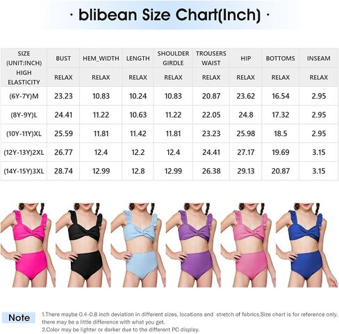 blibean Tween Girls Swimsuit Two Piece Bikini Sets with Chest Pad Size 6-15 Years in Saudi Arabia